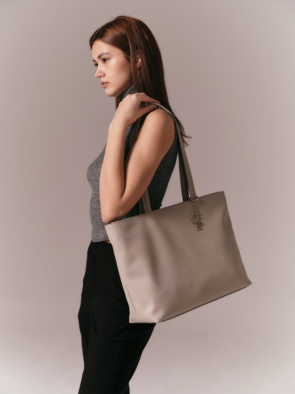 [Pre-order] Marshmallow Bag – Vegan Cactus Leather Shopper Tote (Grey Ivory)