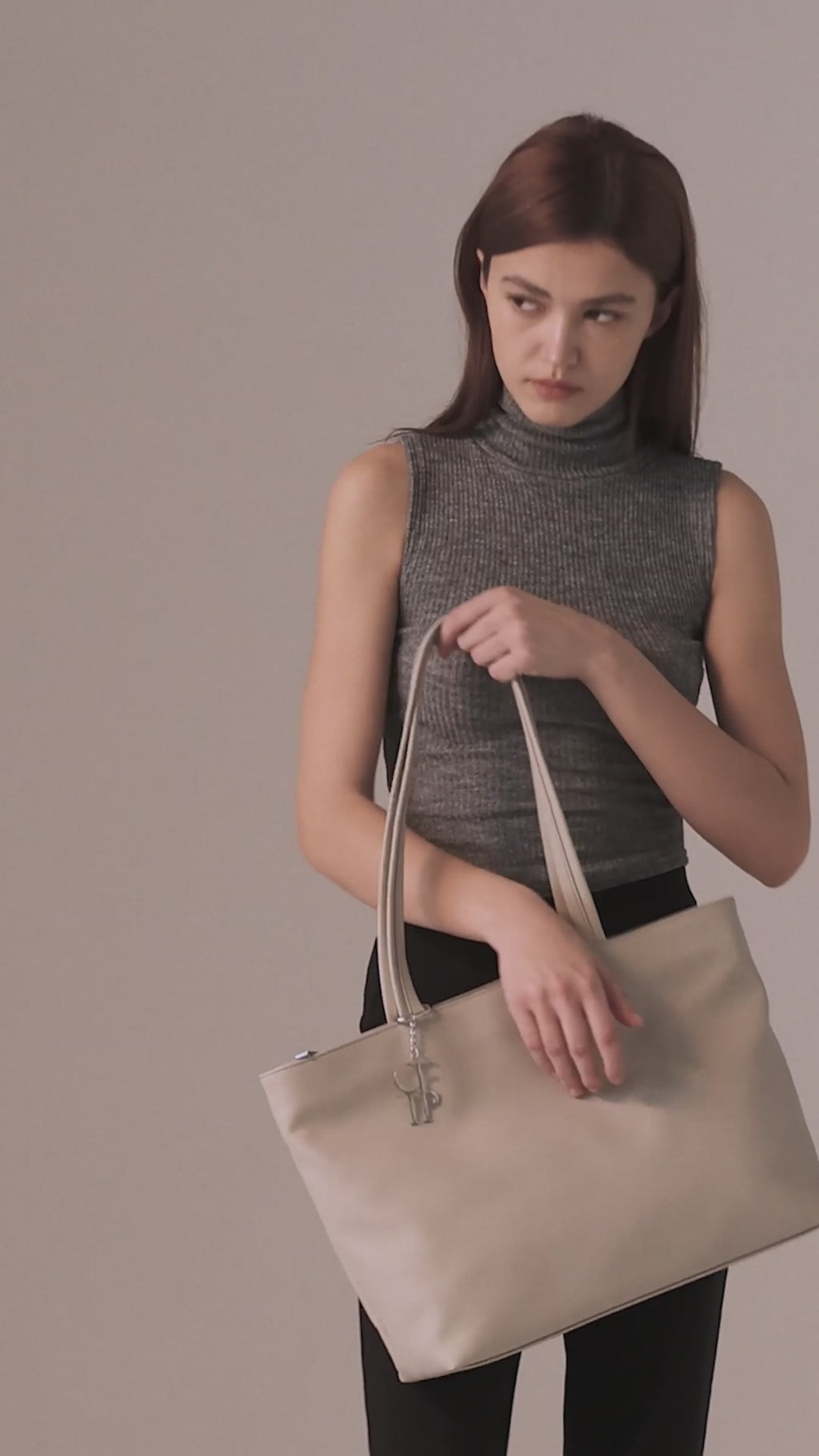 [Pre-order] Marshmallow Bag – Vegan Cactus Leather Shopper Tote (Grey Ivory)